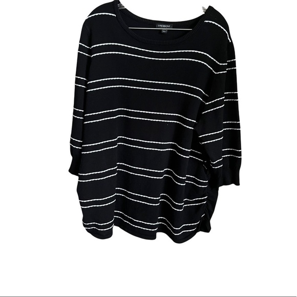 Lane Bryant Black White Scalloped Double Stripped Sweater - Picture 1 of 7